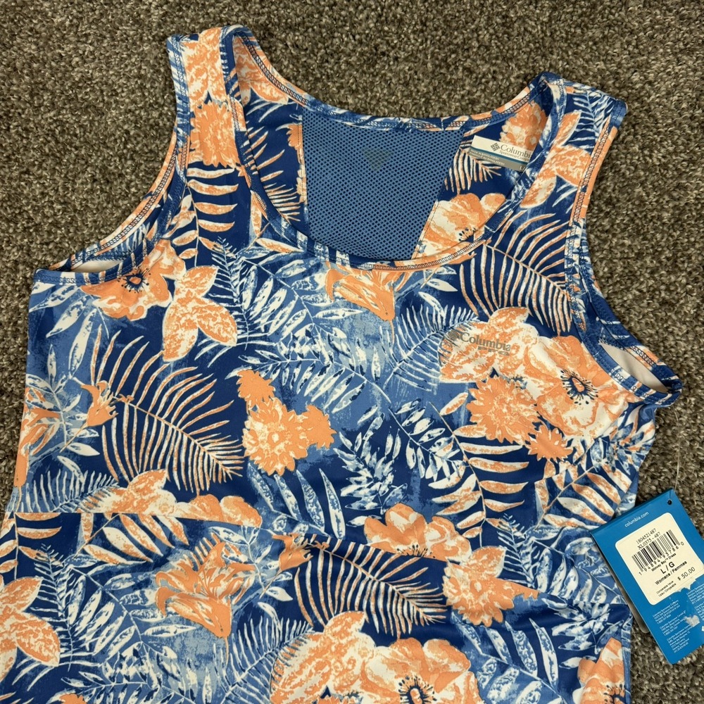 NWT Columbia PFG Midway Bay Dress Tropical Floral Womens Large Omni-Freeze NEW